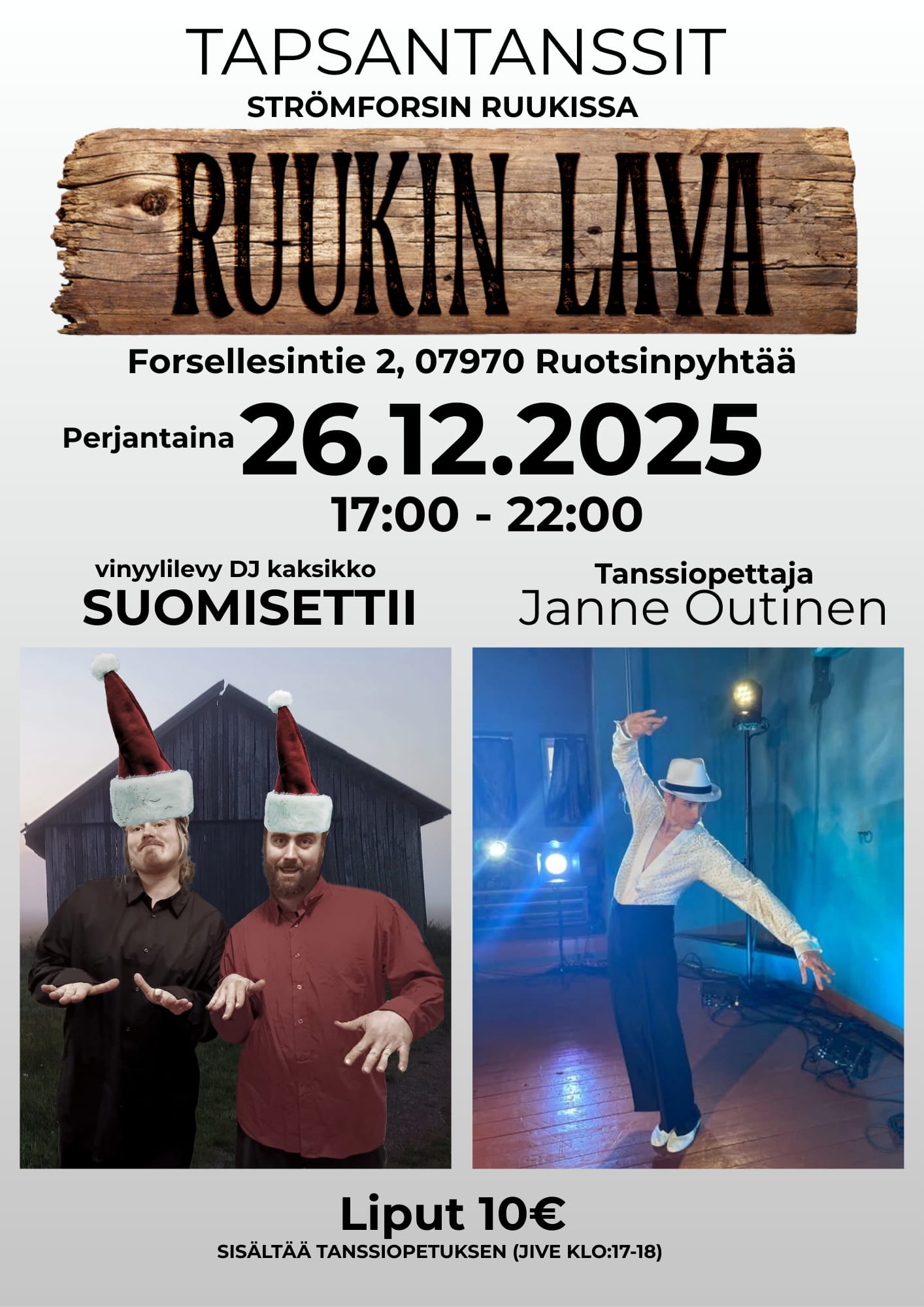 Tapsantanssit 26.12.2025 klo 17.00 – 22.00