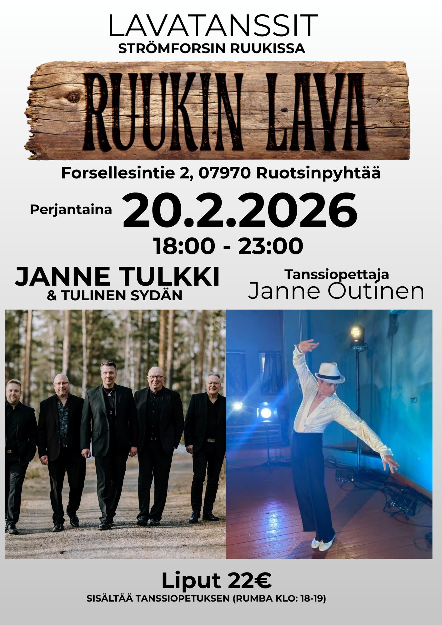 Janne Tulkki & Tulinen sydän 20.2.2026 klo 18-23